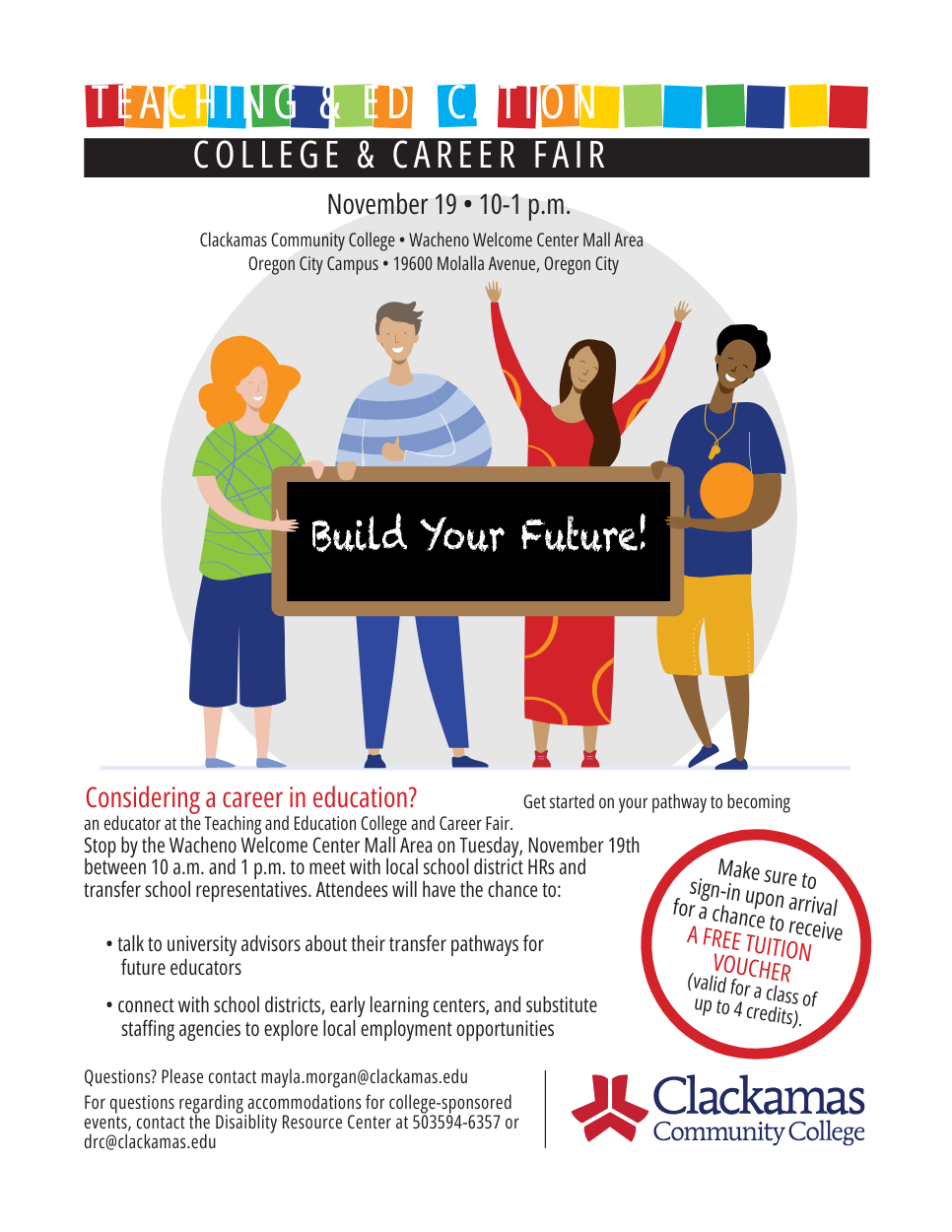 College and Career Fair November 19, 2024 from 10 am to 1 pm at Clackamas Community College 