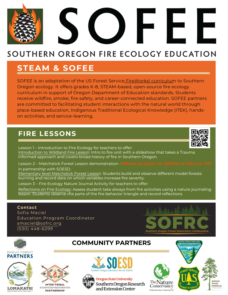 SOFEE - Southern Oregon Fire Ecology Education Flyer